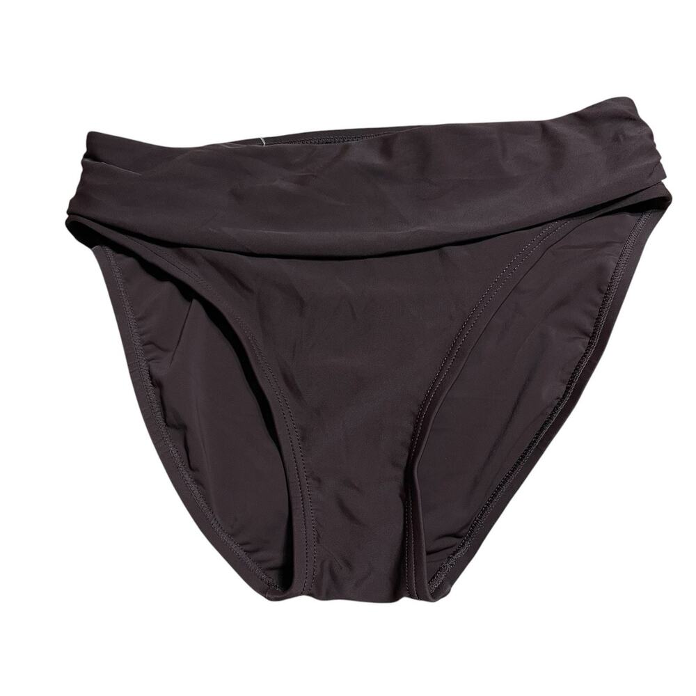Sweet Escape High Waist Fold Over Bikini Bottom Dark Brown Size 10 NWOT